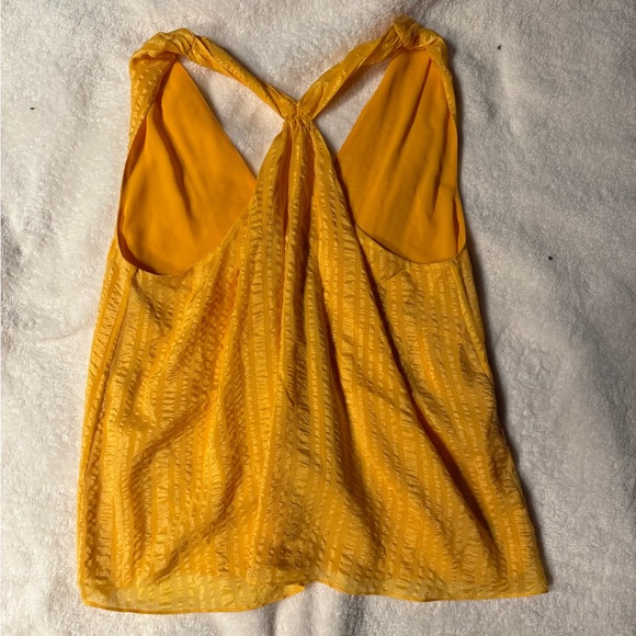 FRAME Denim Silk Blouse Gold Yellow Medium Halter neck - Picture 2 of 6